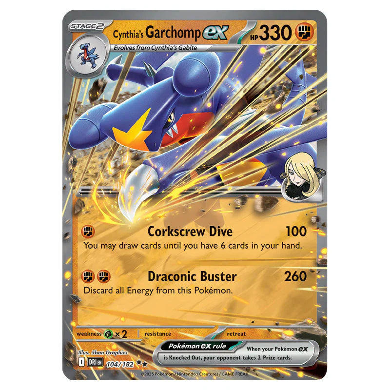 Pokemon Scarlet & Violet Destined Rivals Cynthia's Garchomp ex - 104/182 (Single Card)